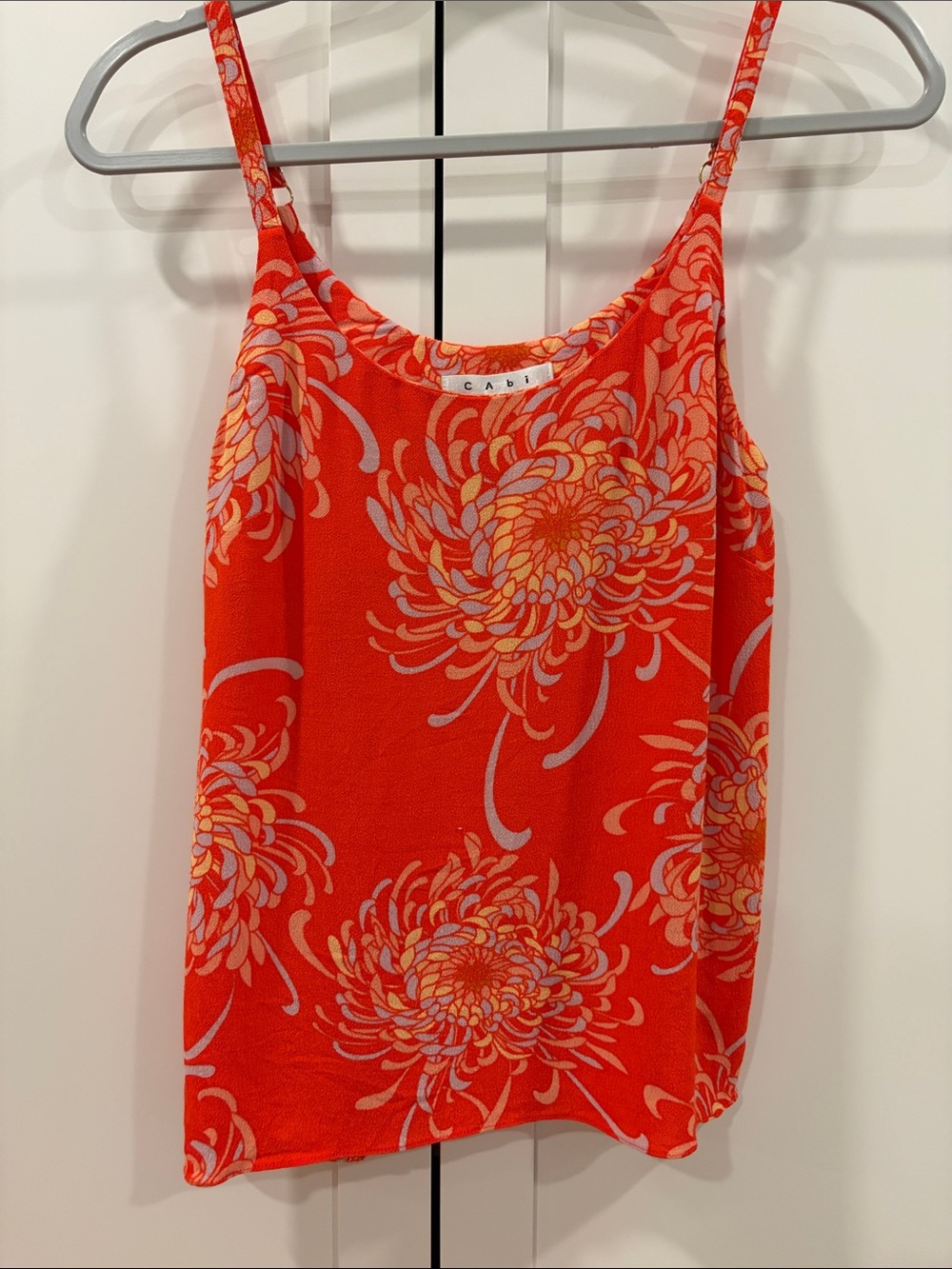 CAbi Orange Floral Spaghetti-Strap Camisole